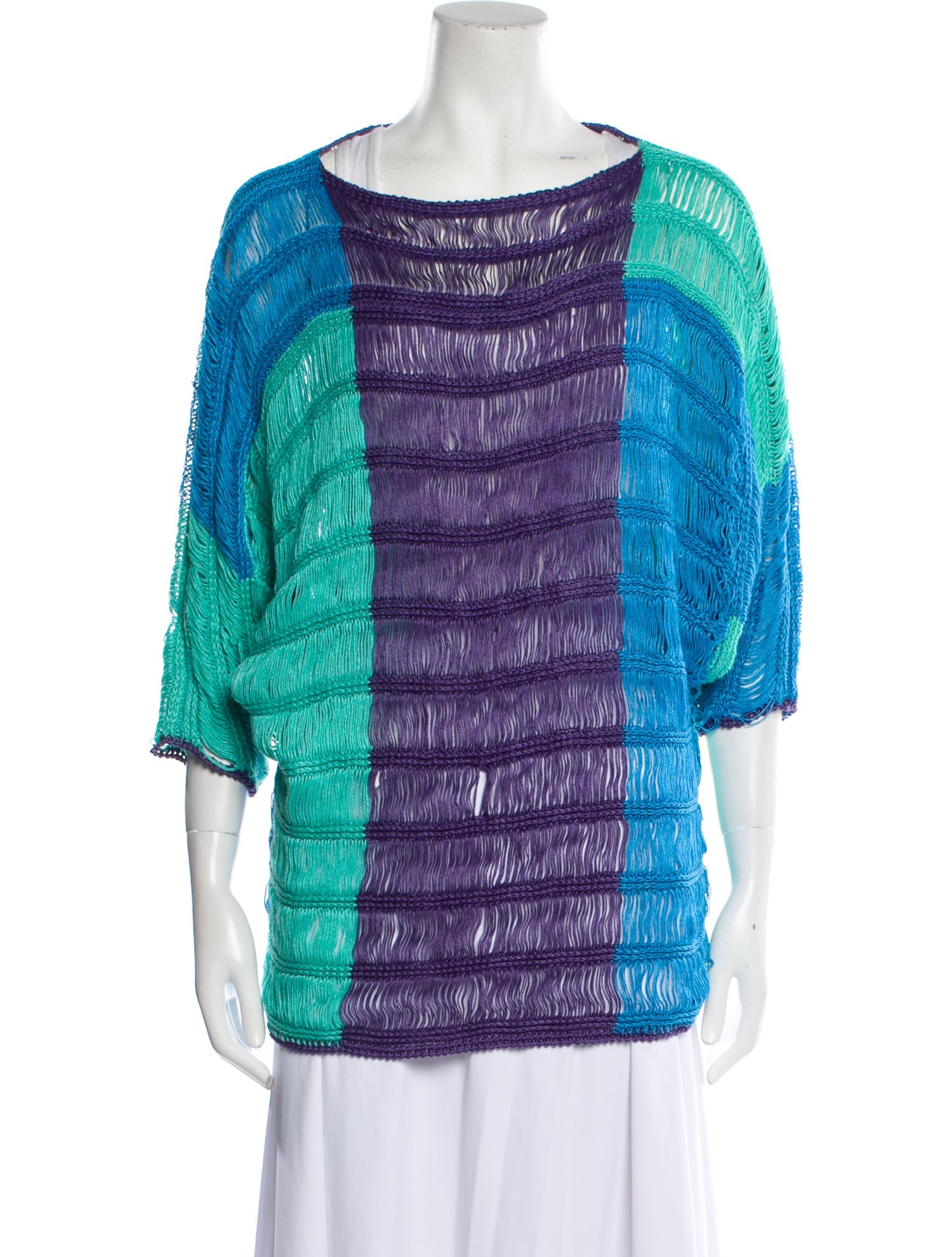 Alberta Ferretti Striped Bateau Neckline Sweater