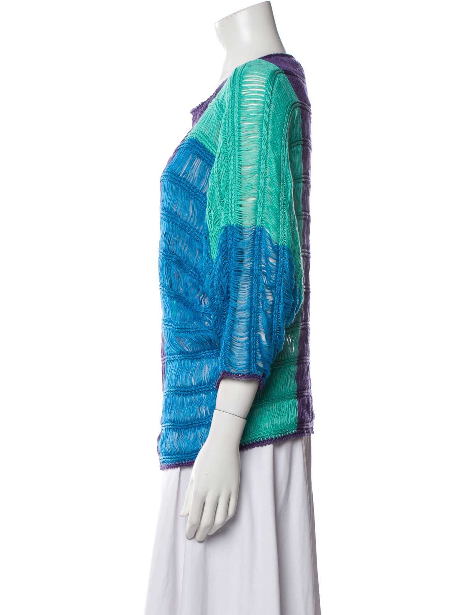 Alberta Ferretti Colorblock Pattern Scoop Neck Sweater