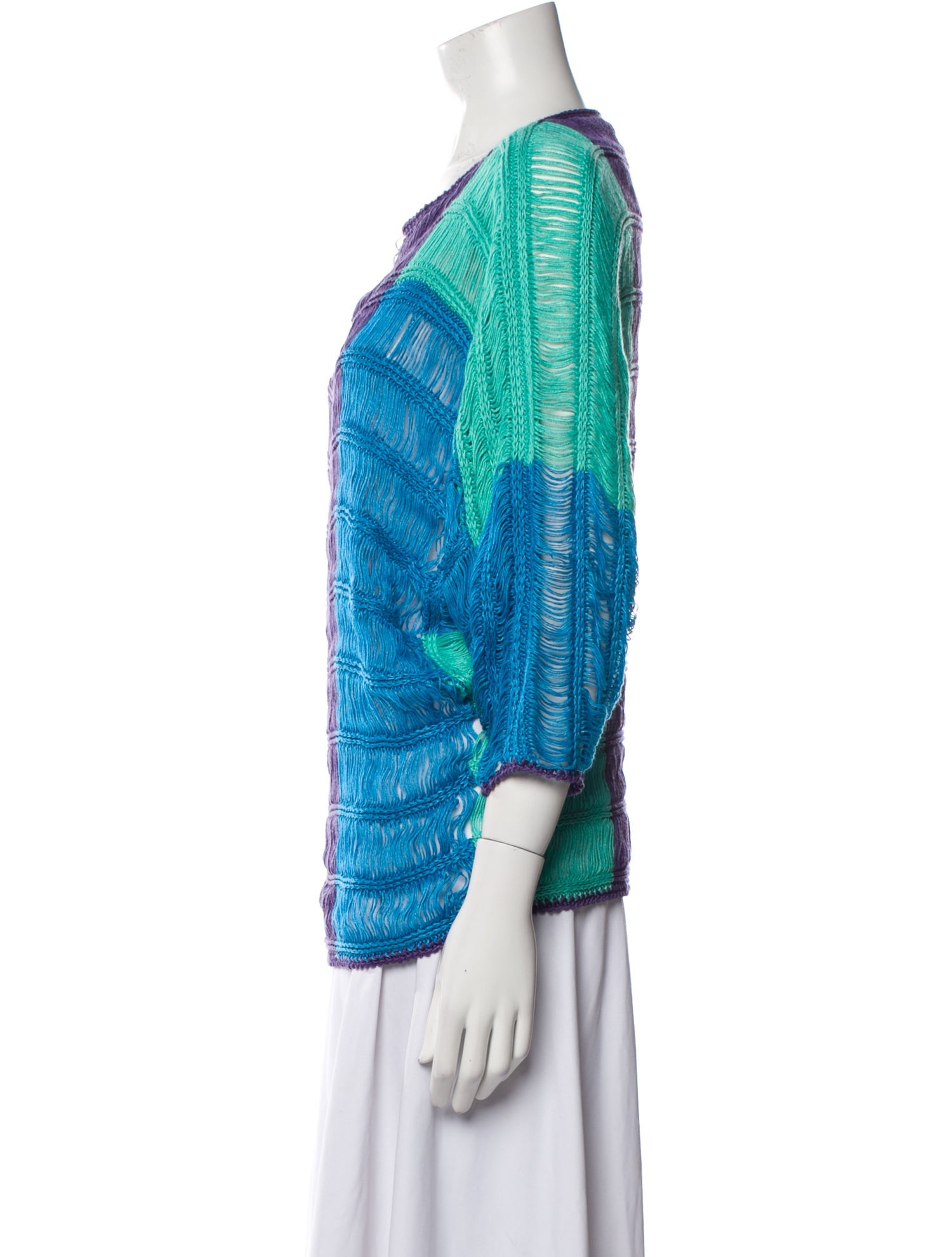 Alberta Ferretti Colorblock Pattern Scoop Neck Sweater