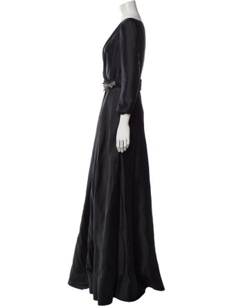 Alberta Ferretti V-Neck Long Dress