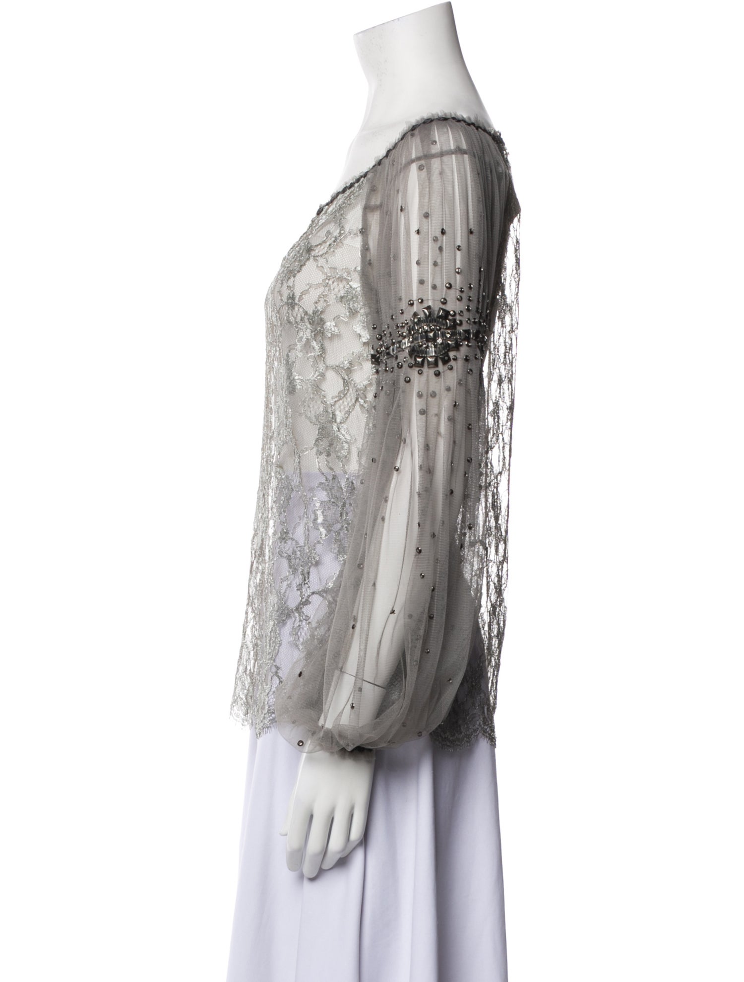 Chemise Alberta Ferretti En Soie - Motif Floral Bleu Et Blanc - Taille IT40 - Occasion Très Bon état