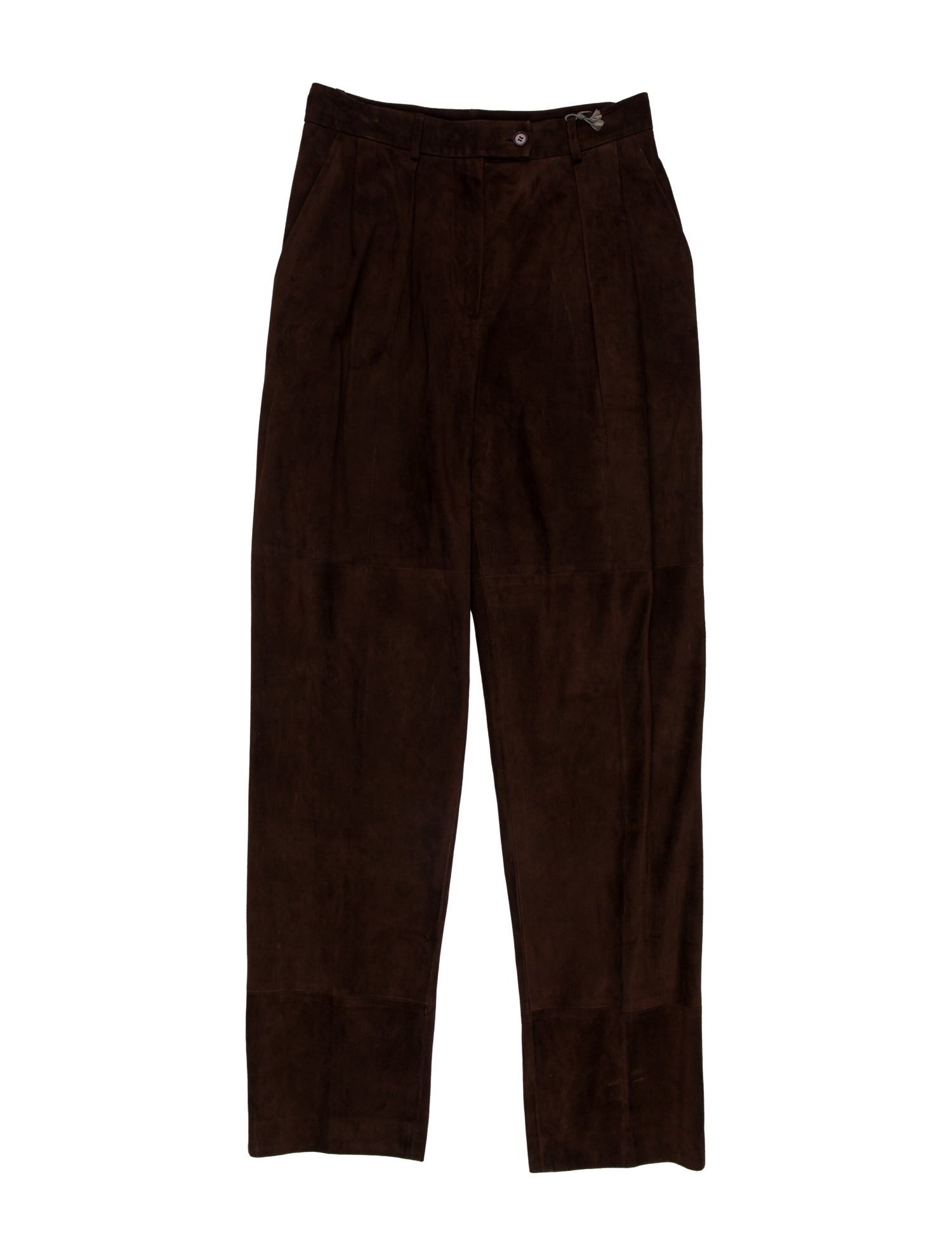 Alberta Ferretti Goat Leather Straight Leg Pants