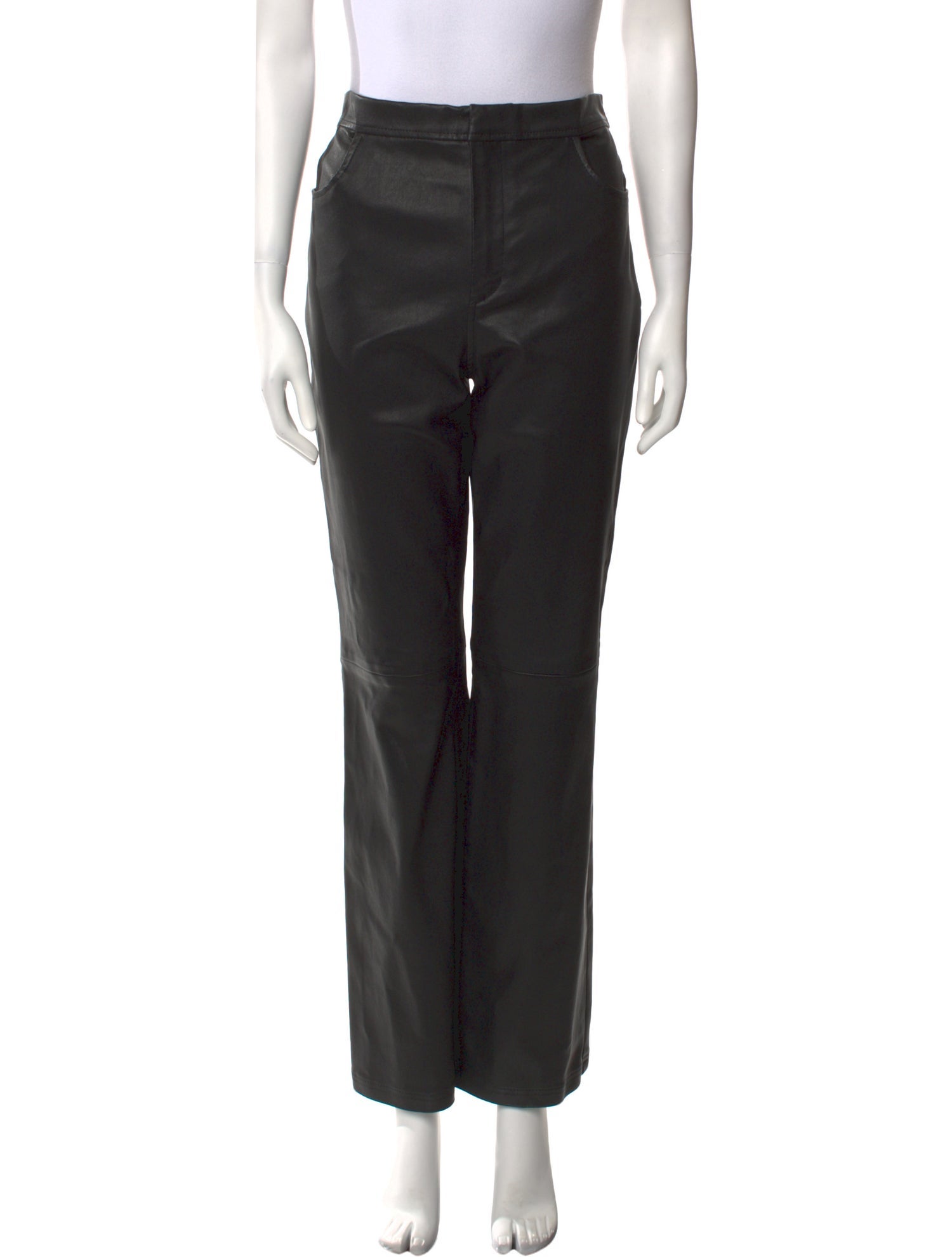 Alberta Ferretti Leather Straight Leg Pants