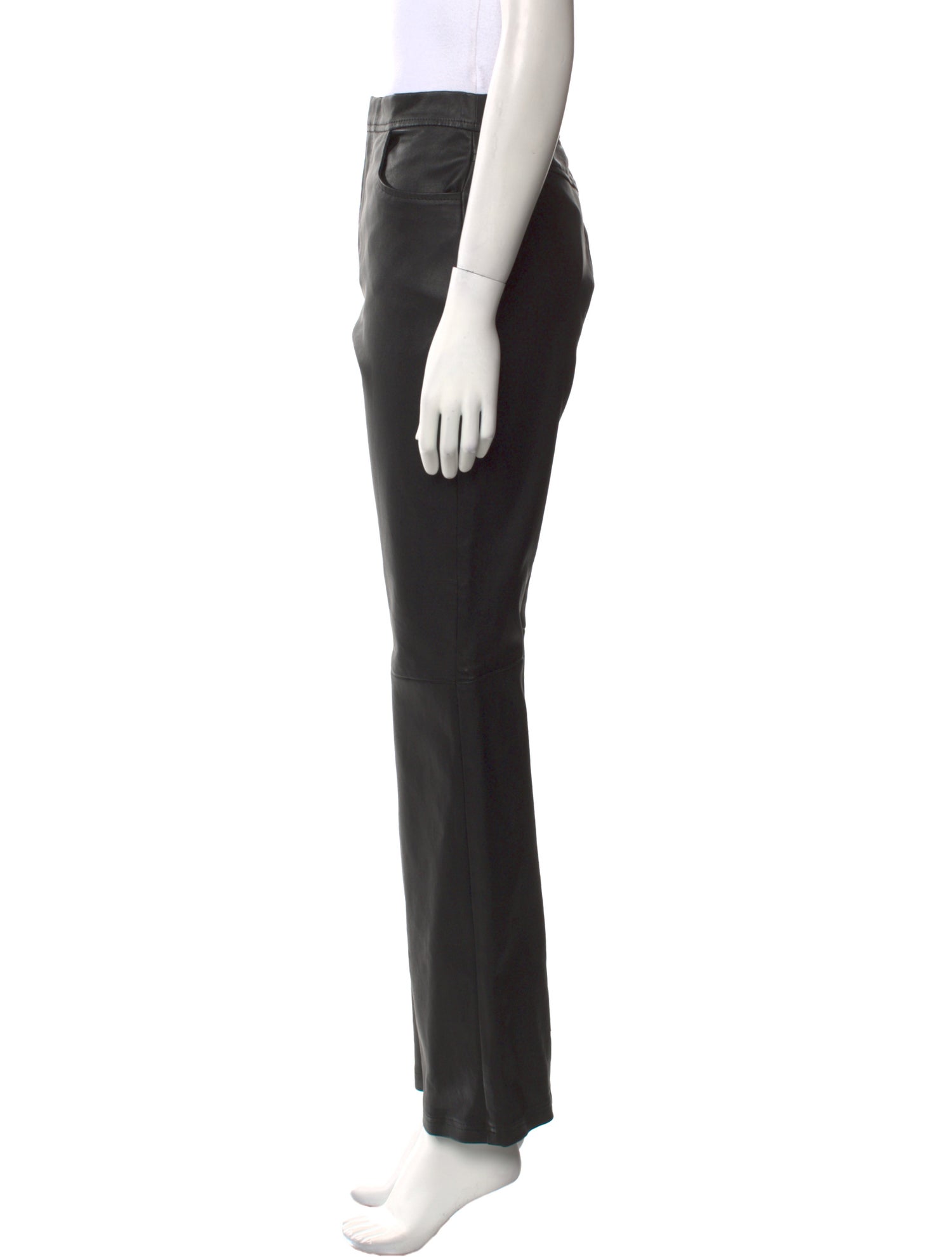 Alberta Ferretti Leather Straight Leg Pants