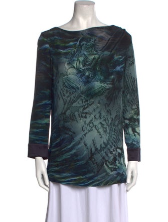 Alberta Ferretti Tie-Dye Print Bateau Neckline Tunic
