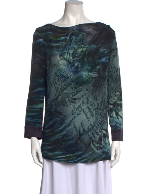 Alberta Ferretti Tie-Dye Print Bateau Neckline Tunic