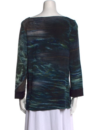 Alberta Ferretti Tie-Dye Print Bateau Neckline Tunic