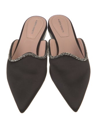 Alberta Ferretti Satin Crystal Embellishments Mules