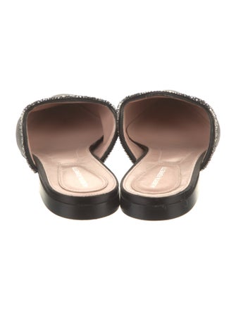 Alberta Ferretti Satin Crystal Embellishments Mules
