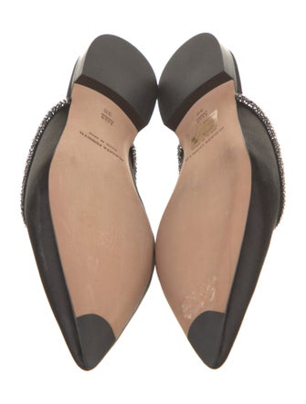 Alberta Ferretti Satin Crystal Embellishments Mules