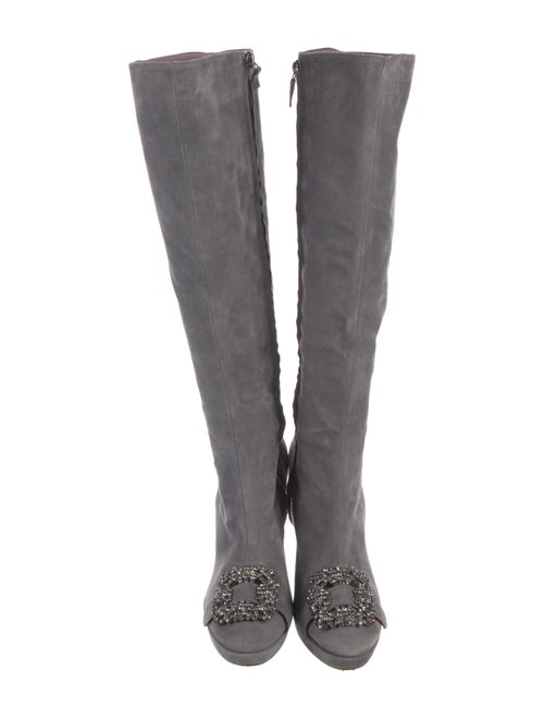 Alberta Ferretti Suede Crystal Embellishments Boots