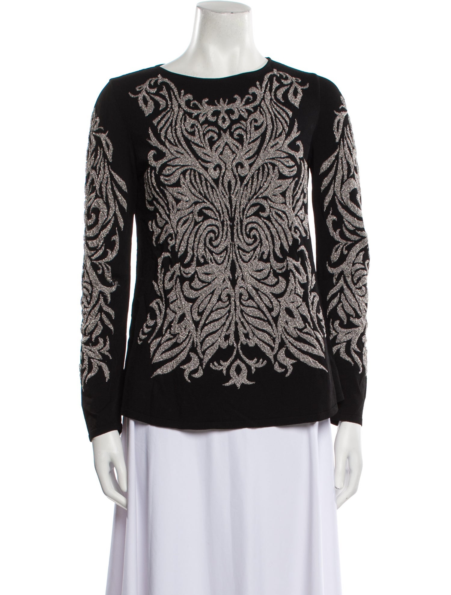 Alberta Ferretti Printed Bateau Neckline Top