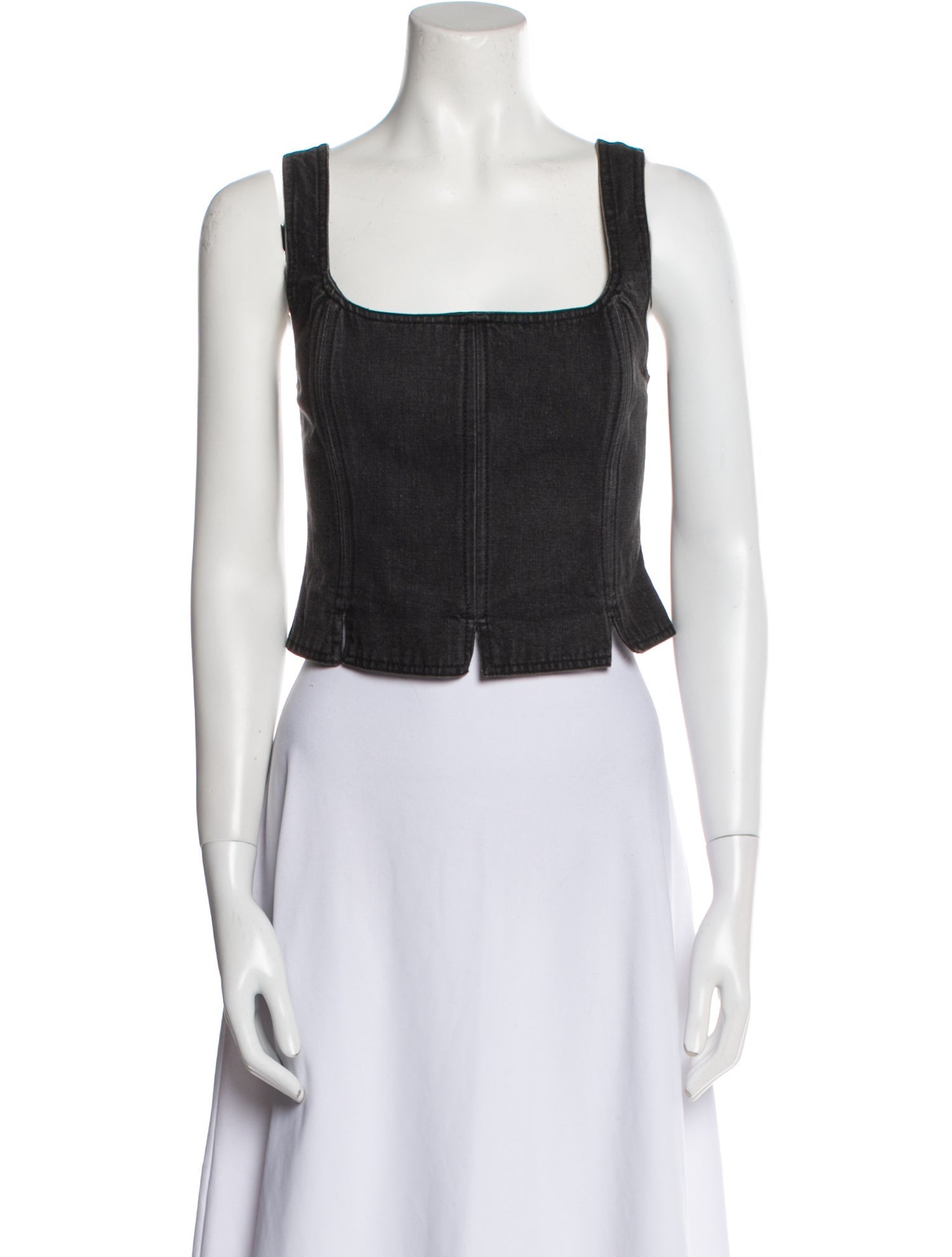 Alberta Ferretti Square Neckline Sleeveless Crop Top