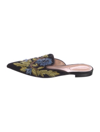 Alberta Ferretti Velvet Floral Print Mules