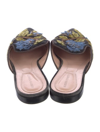 Alberta Ferretti Velvet Floral Print Mules
