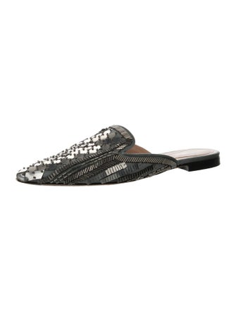 Alberta Ferretti Satin Sequin Embellishments Mules