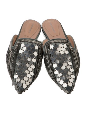 Alberta Ferretti Satin Sequin Embellishments Mules