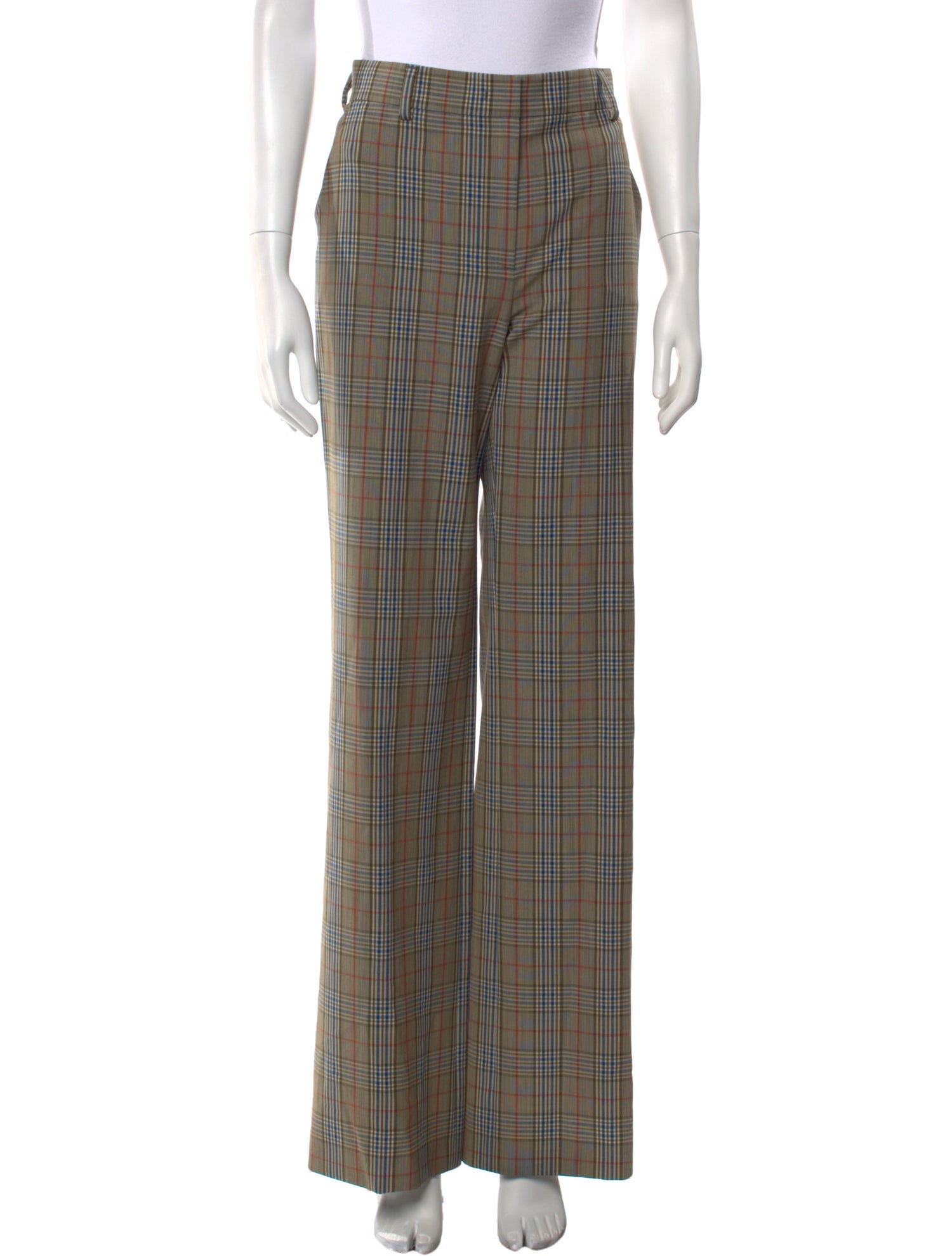 Alberta Ferretti Plaid Print Wide Leg Pants