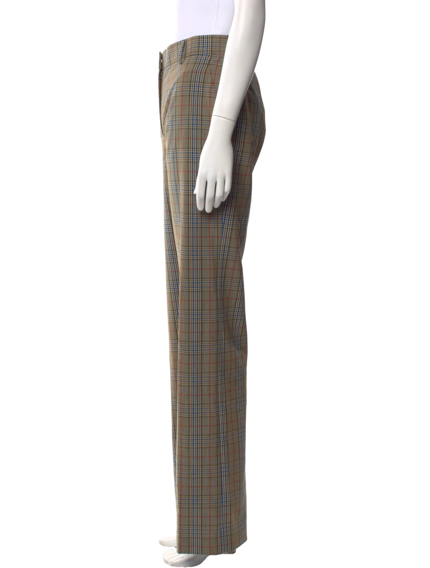 Alberta Ferretti Plaid Print Wide Leg Pants