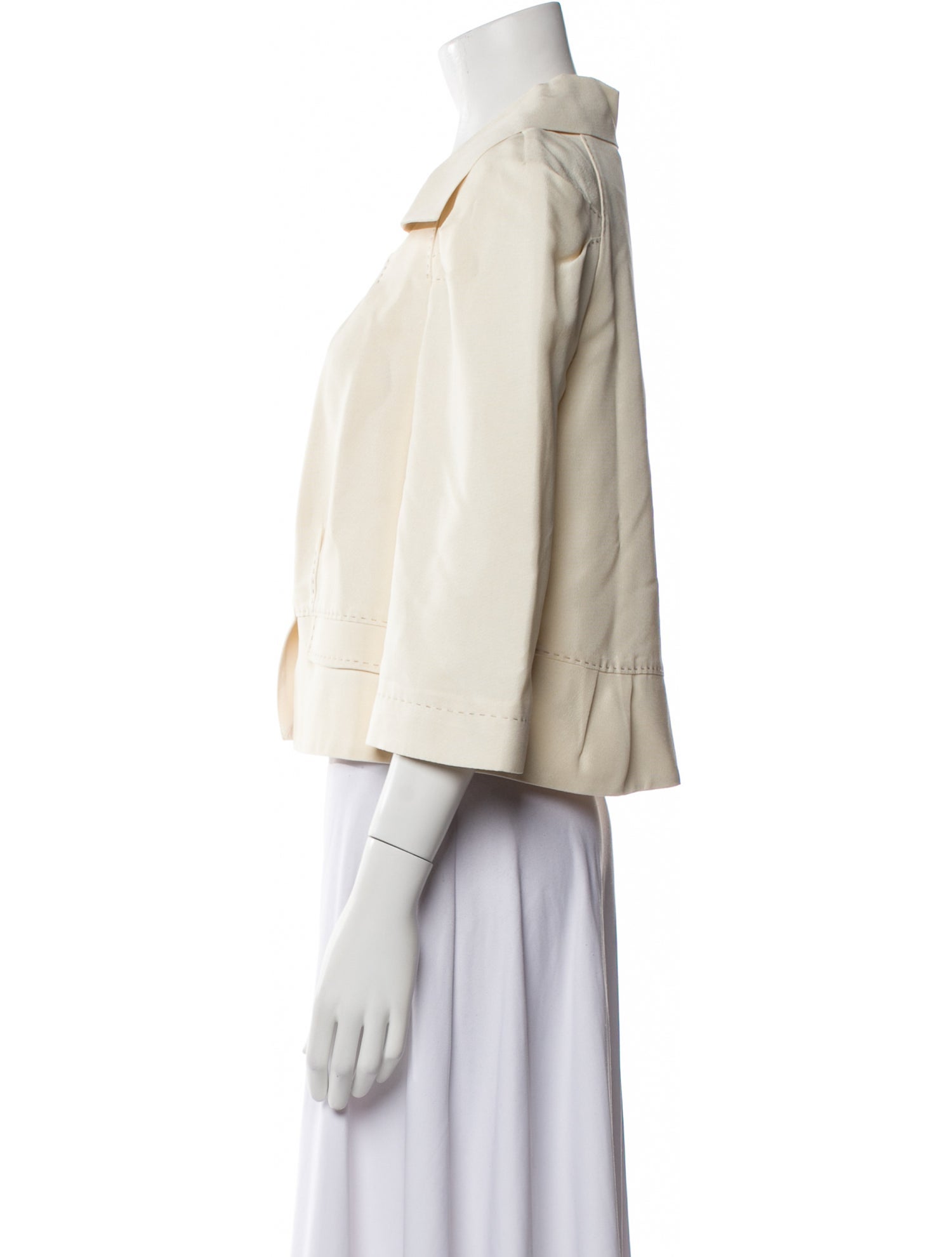 Alberta Ferretti Scoop Neck Three-Quarter Sleeve Crop Top