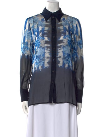 Alberta Ferretti Silk Printed Button-Up Top