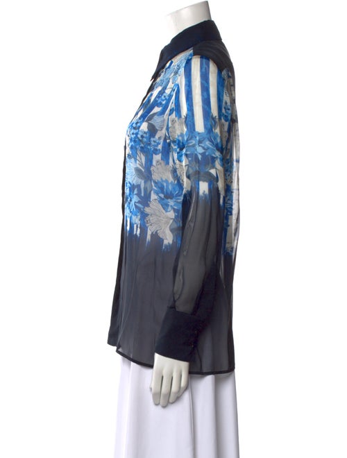 Alberta Ferretti Silk Printed Button-Up Top