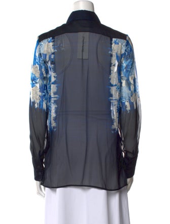 Alberta Ferretti Silk Printed Button-Up Top
