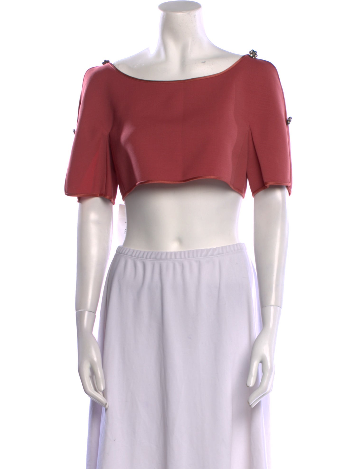 Alberta Ferretti Virgin Wool Scoop Neck Crop Top