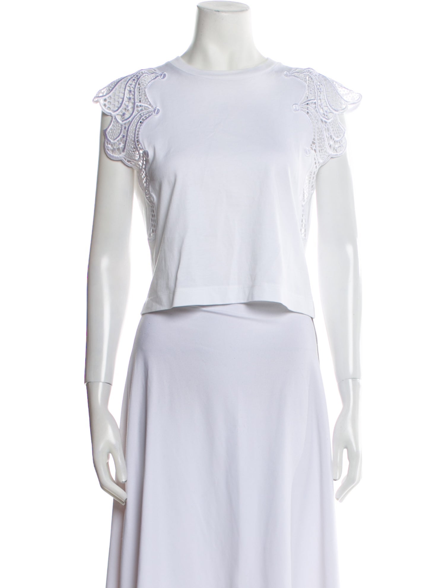 Alberta Ferretti Bateau Neckline Short Sleeve Crop Top