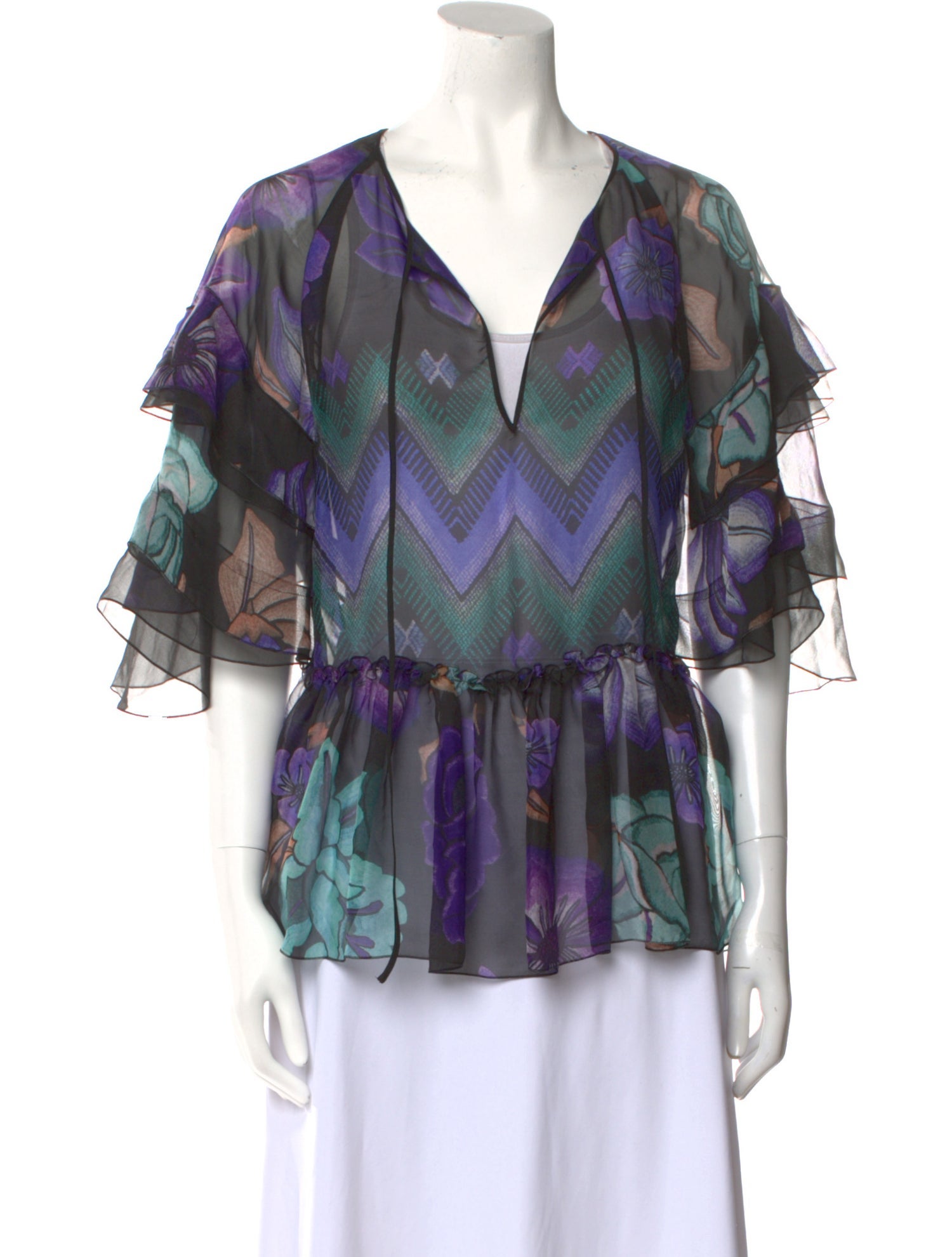 Alberta Ferretti Silk Printed Blouse