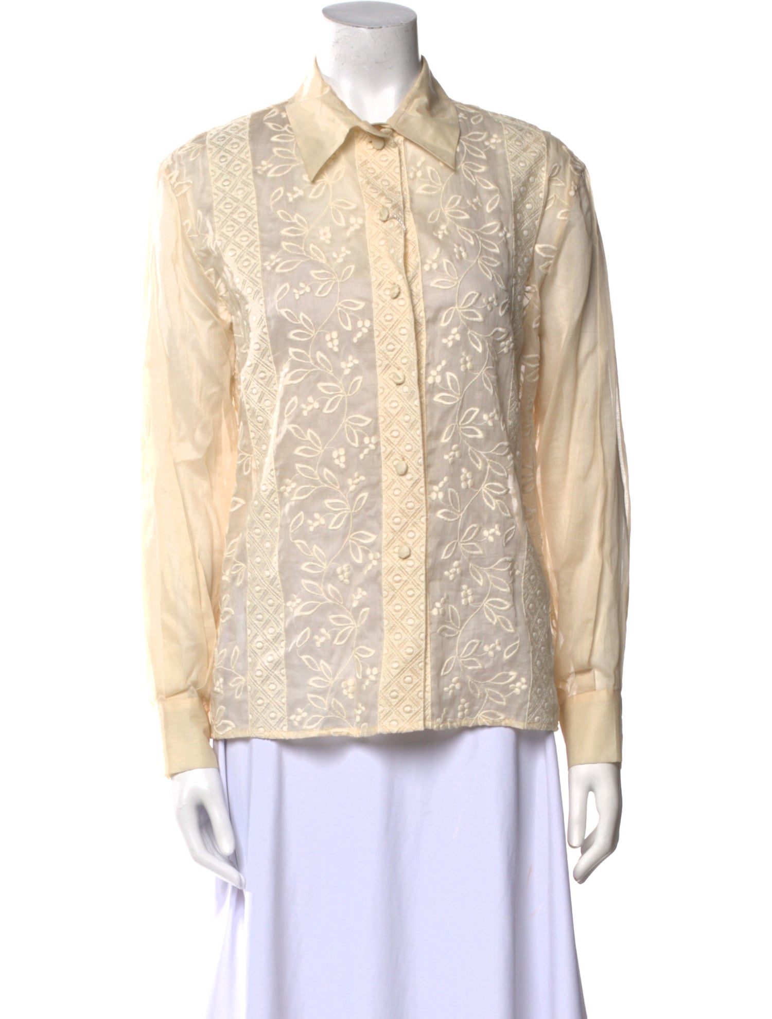 Alberta Ferretti Patterned Long Sleeve Button-Up Top