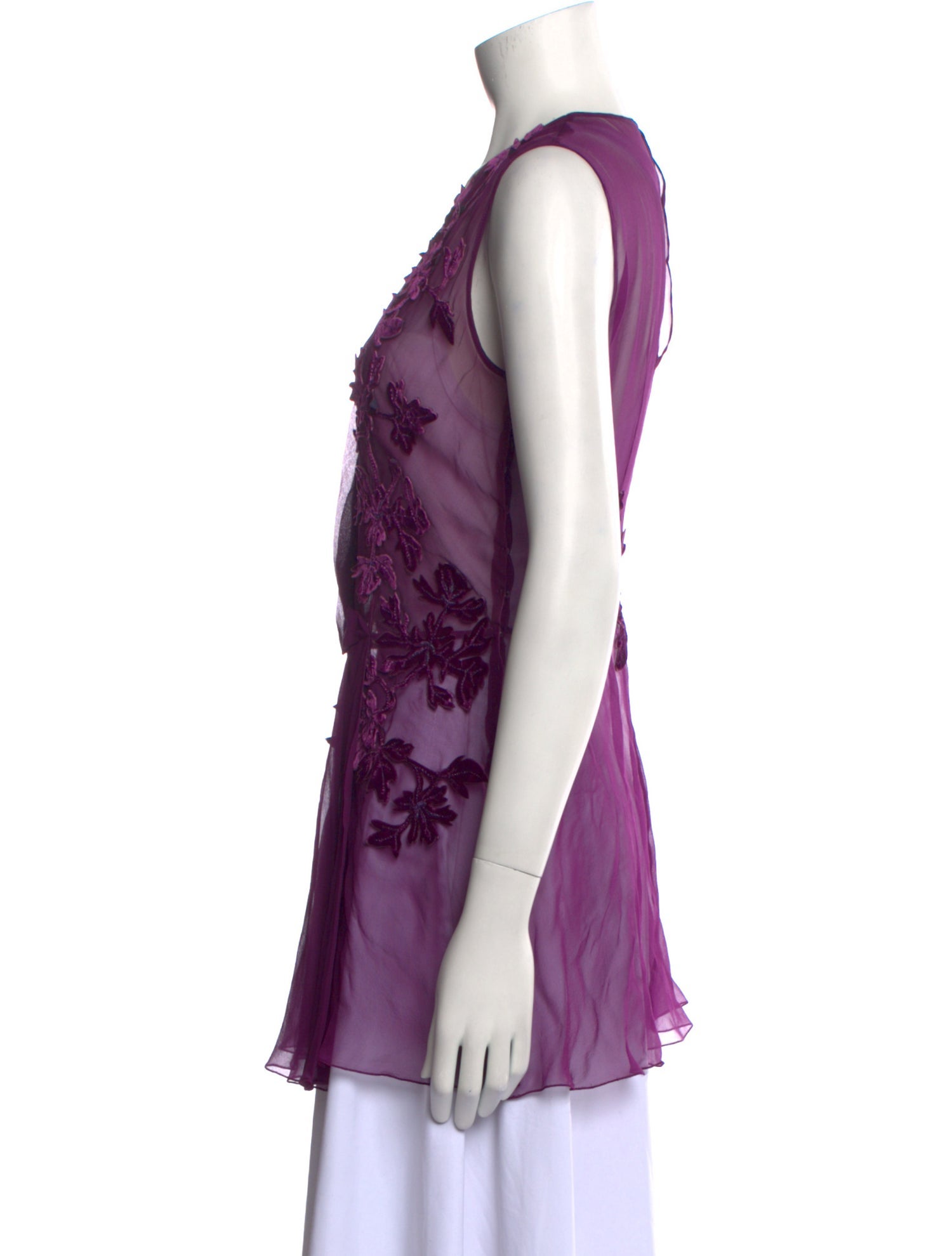 Alberta Ferretti Silk Crew Neck Blouse