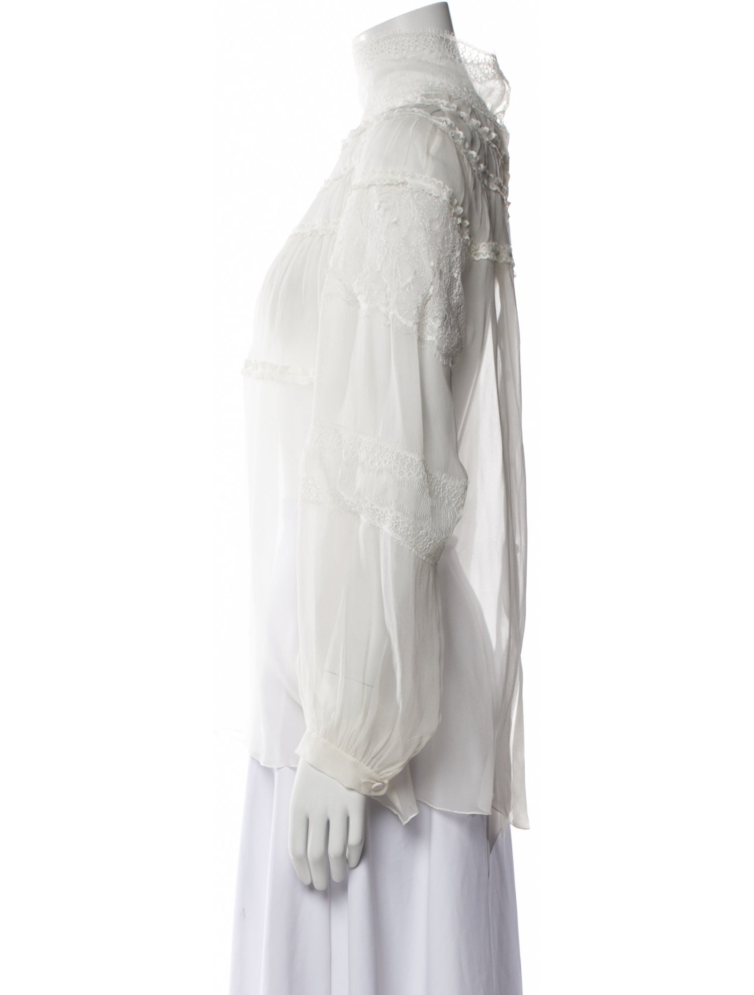 Alberta Ferretti Silk Mock Neck Blouse