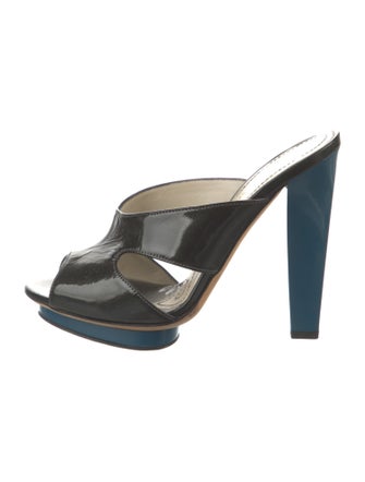 Alberta Ferretti Patent Leather Slides