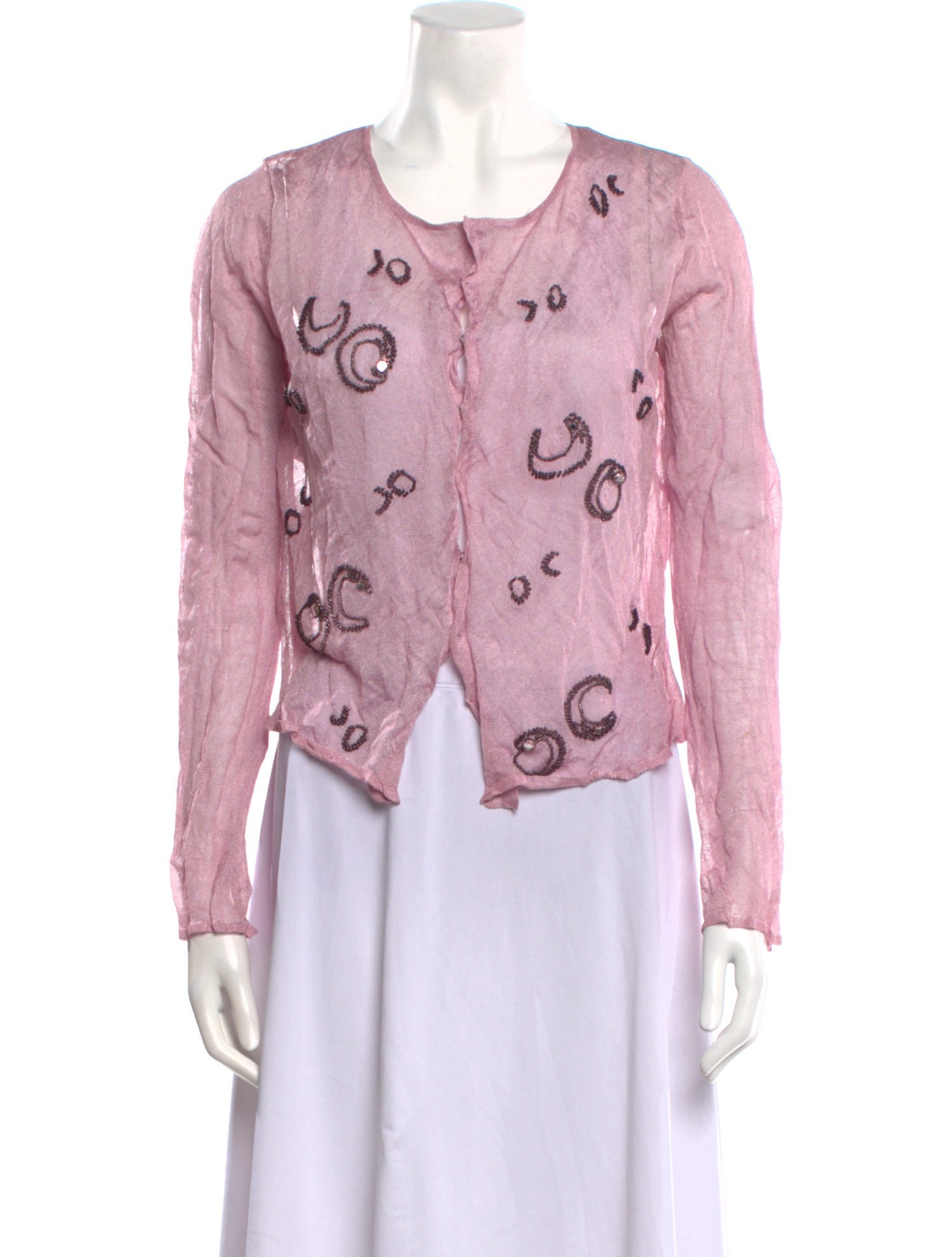 Alberta Ferretti Scoop Neck Long Sleeve Blouse