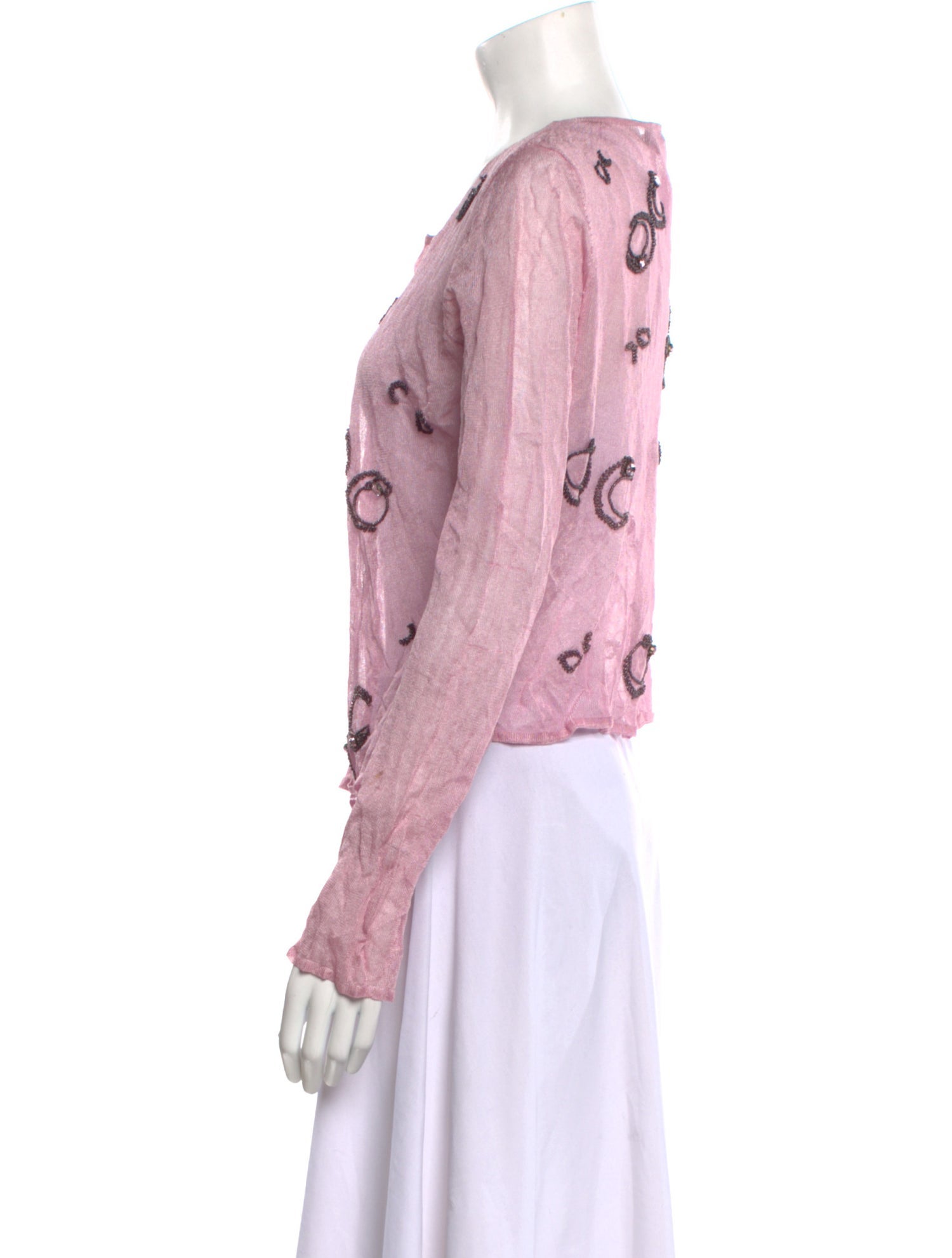 Alberta Ferretti Scoop Neck Long Sleeve Blouse