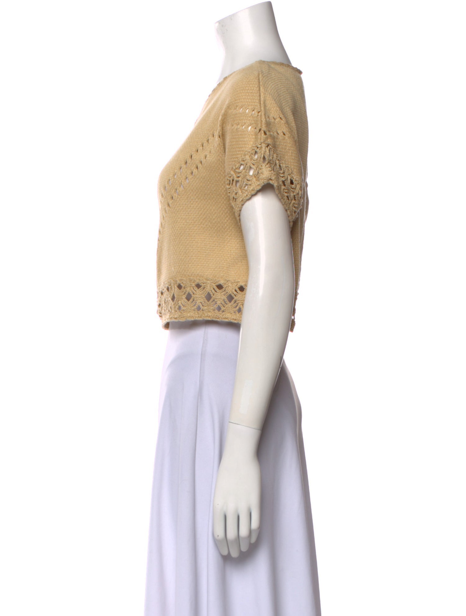 Alberta Ferretti Scoop Neck Short Sleeve Crop Top