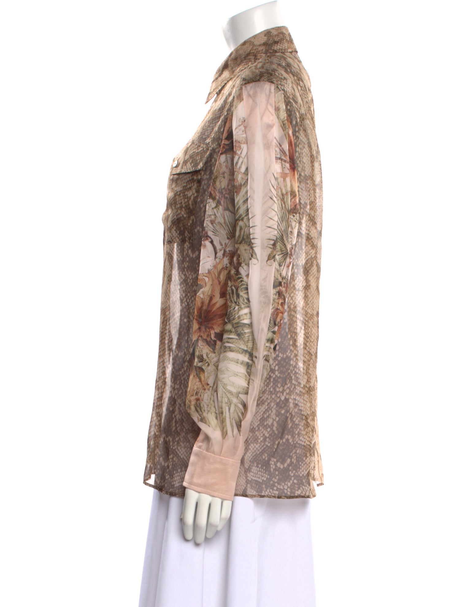 Alberta Ferretti Silk Animal Print Button-Up Top w/ Tags