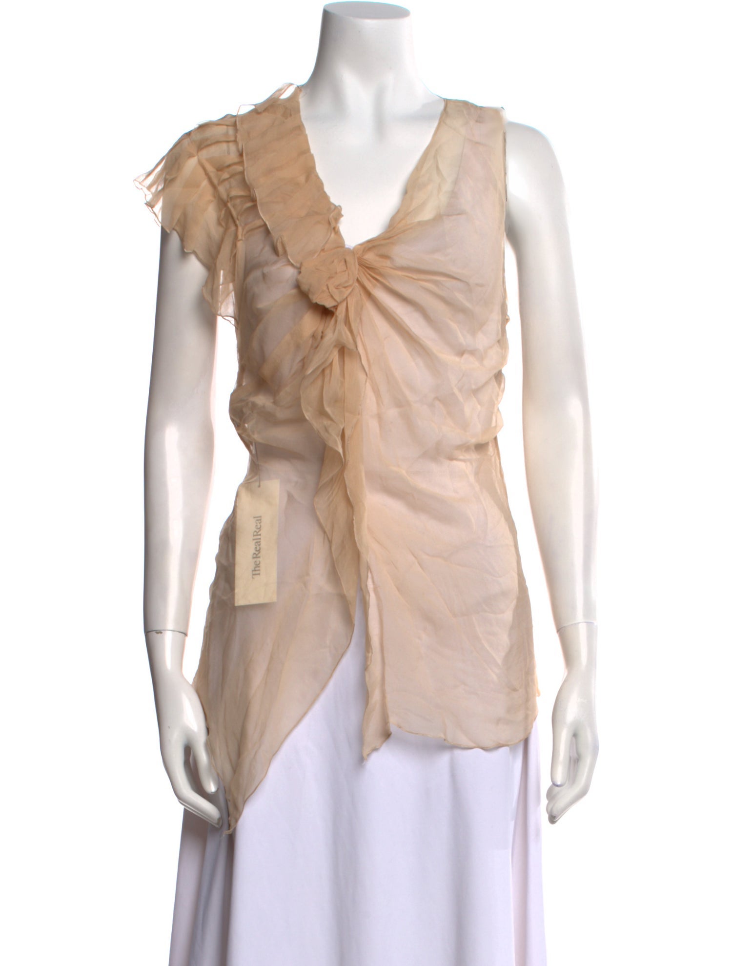 Alberta Ferretti Silk V-Neck Top