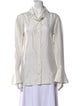 Alberta Ferretti Silk Long Sleeve Button-Up Top
