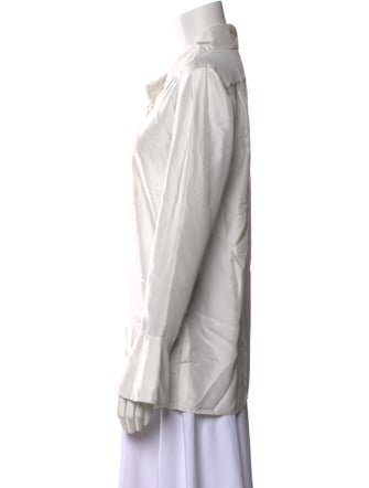 Alberta Ferretti Silk Long Sleeve Button-Up Top