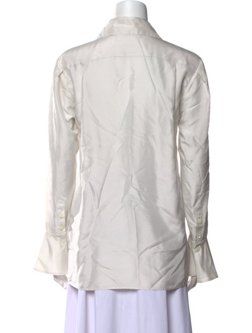 Alberta Ferretti Silk Long Sleeve Button-Up Top