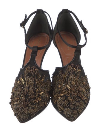 Alberta Ferretti Satin Patterned T-Strap Pumps