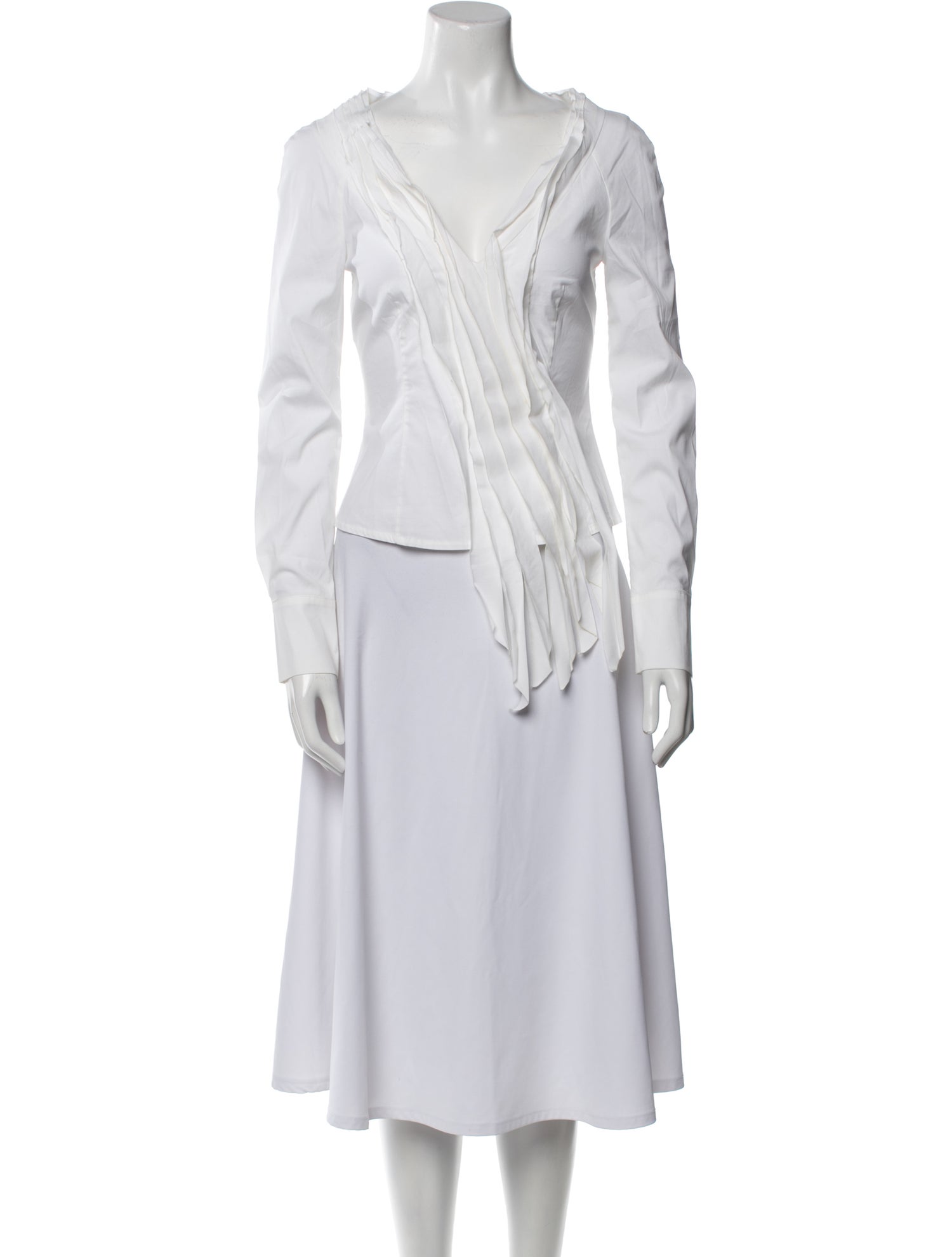 Alberta Ferretti V-Neck Long Sleeve Blouse