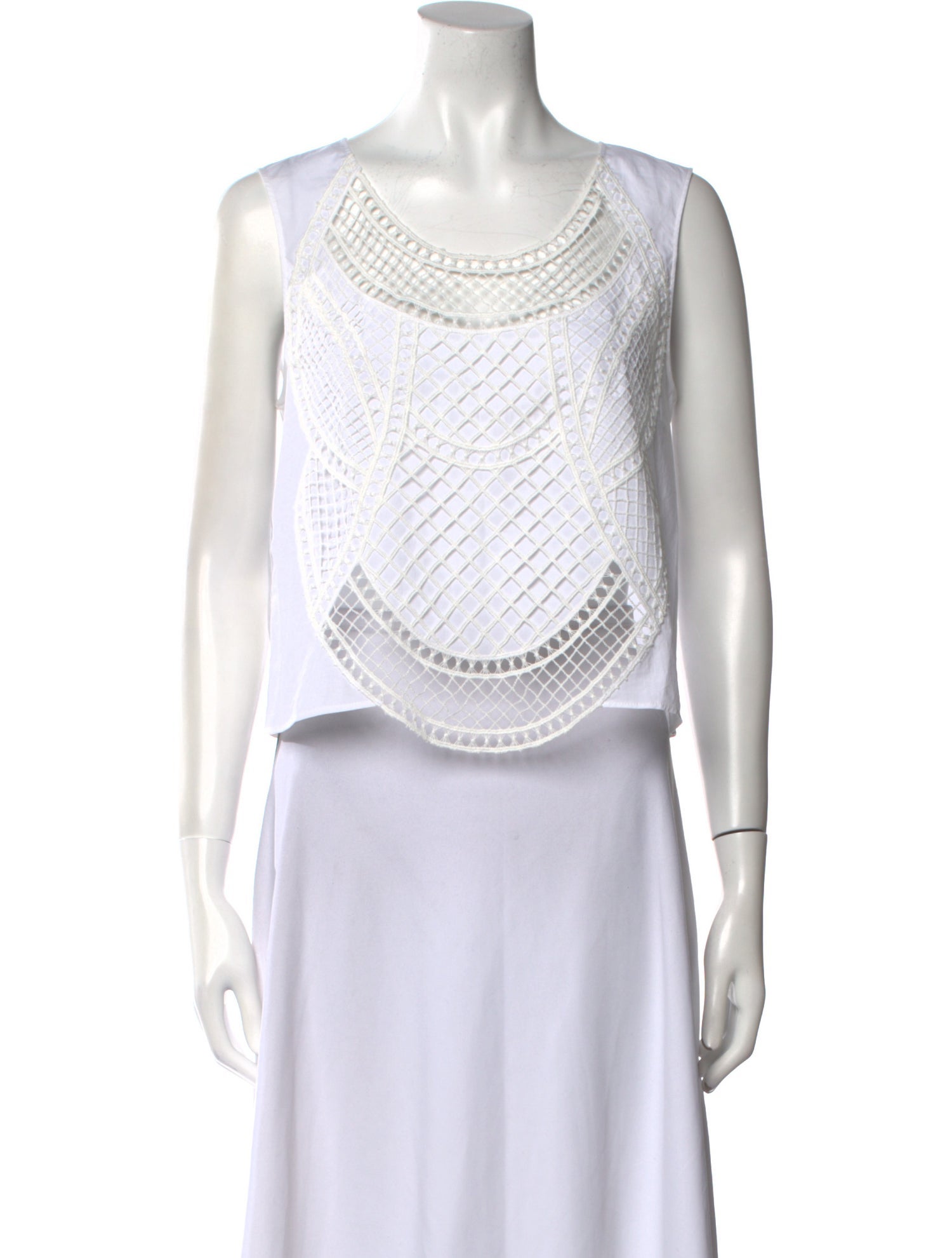 Alberta Ferretti Scoop Neck Sleeveless Crop Top