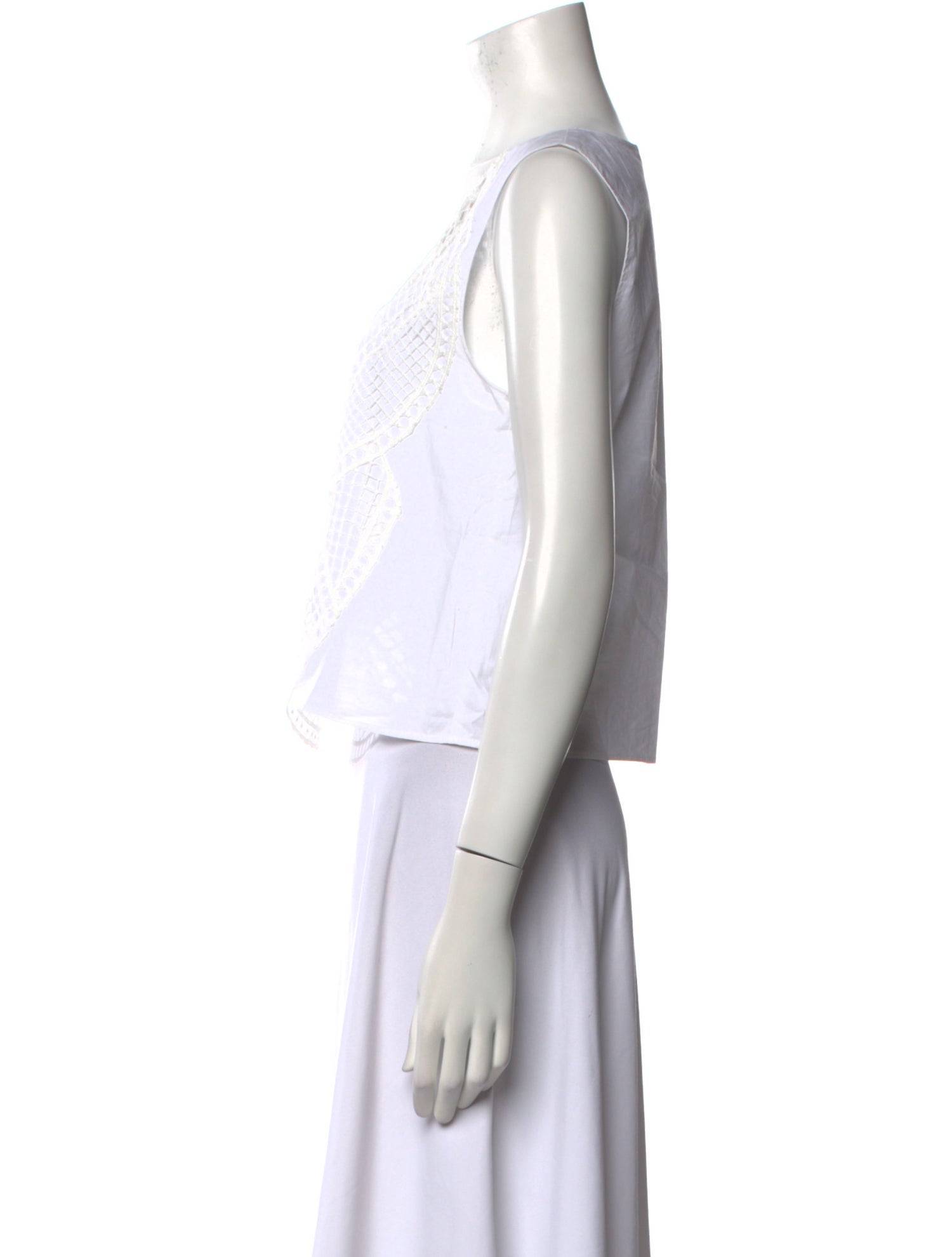 Alberta Ferretti Scoop Neck Sleeveless Crop Top