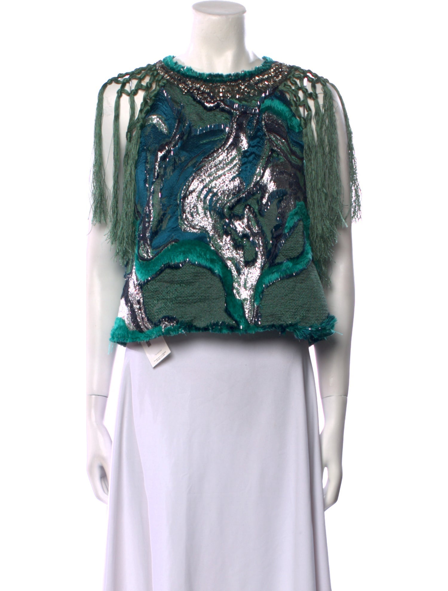 Alberta Ferretti Silk Printed Crop Top