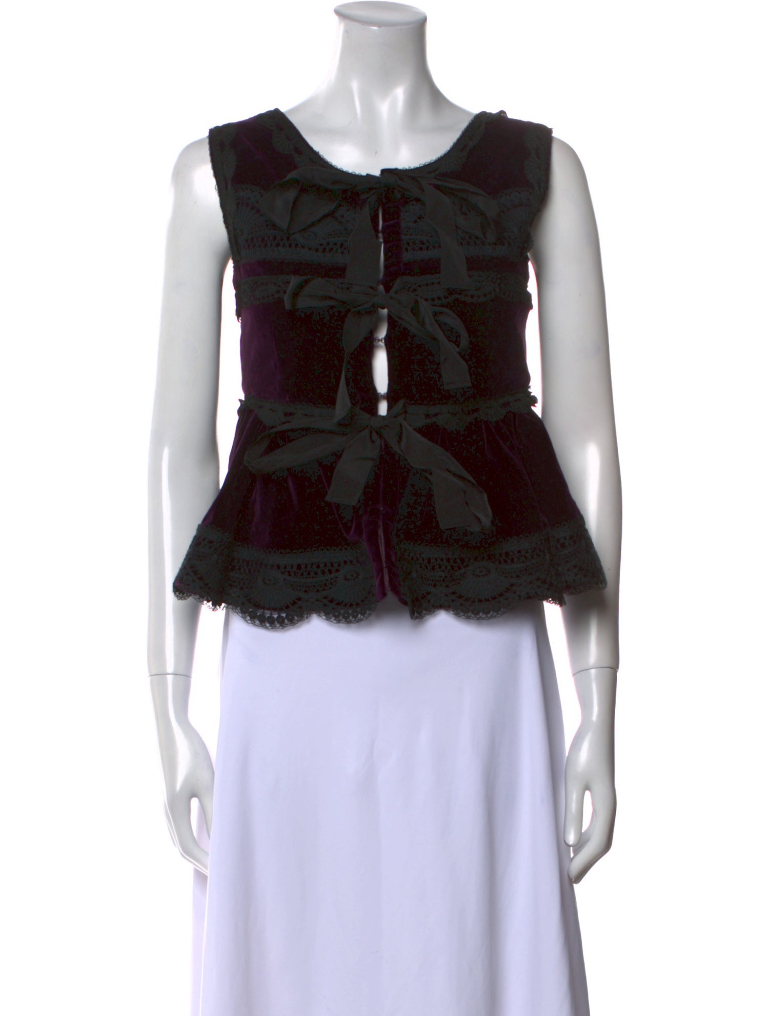 Alberta Ferretti Scoop Neck Sleeveless Crop Top