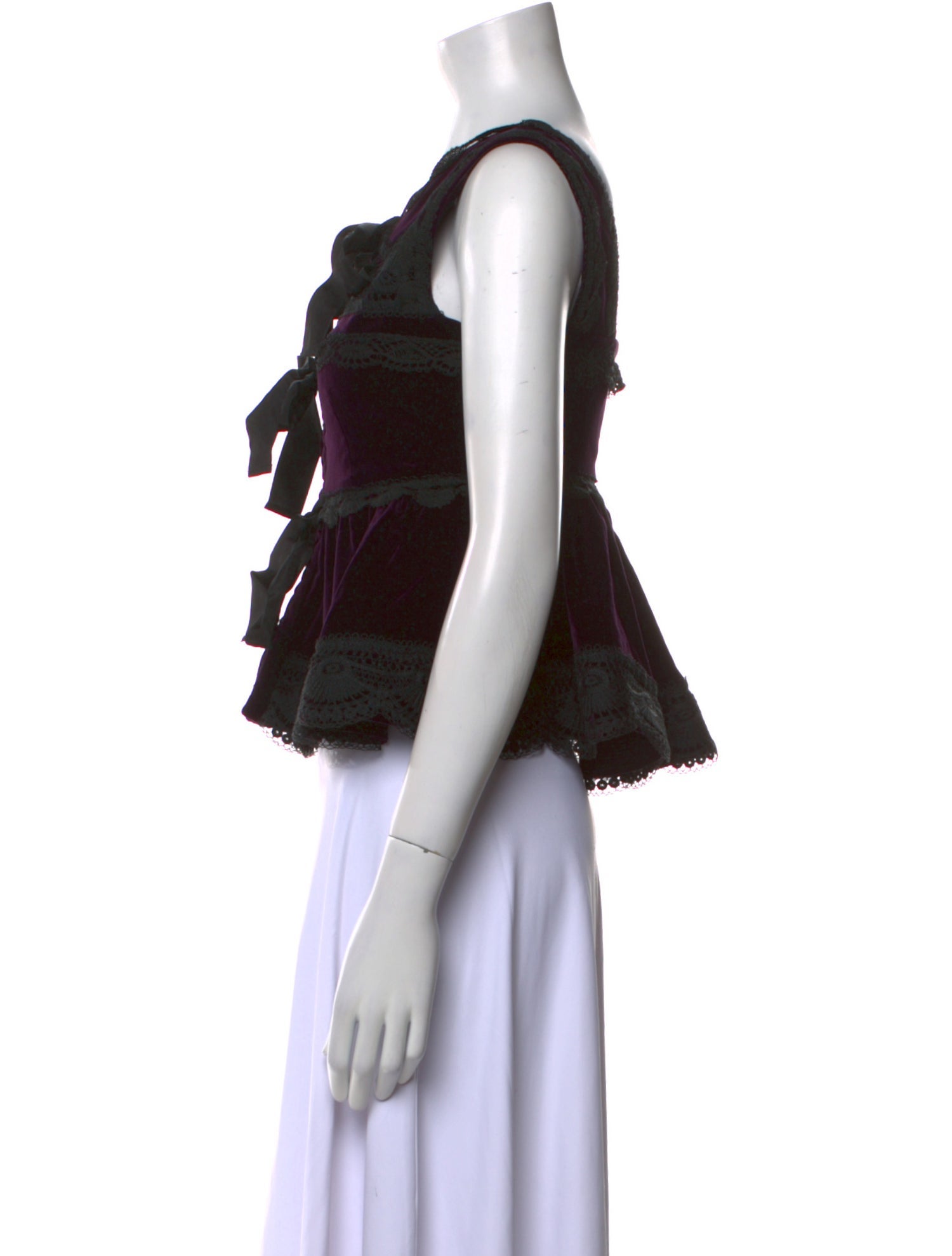 Alberta Ferretti Scoop Neck Sleeveless Crop Top