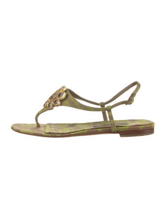 Alberta Ferretti Crystal Embellishments T-Strap Sandals